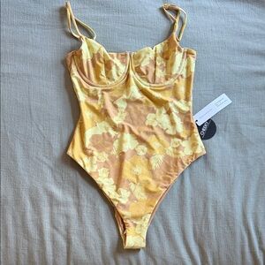 Yellow Floral Bathing suit $50 size Small